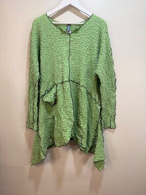 Noblu Crinkle Puckered Cutaway Lagenlook KnitTextured Spring Tunic Lg